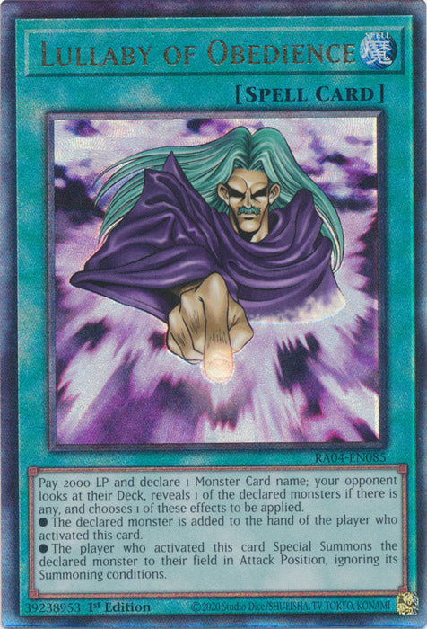 Lullaby of Obedience (PUR) - RA04-EN085 - Prismatic Ultimate Rare - 1st Edition