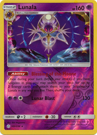 Lunala - 102/236 - Holo Rare - Reverse Holo available at 401 Games Canada