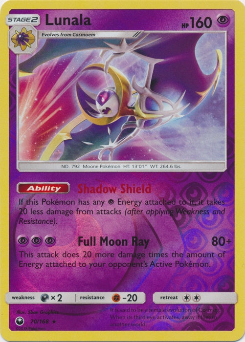 Lunala - 70/168 - Holo Rare - Reverse Holo available at 401 Games Canada
