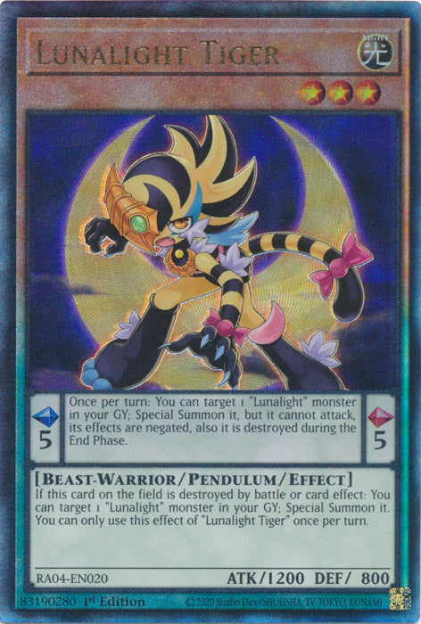 Lunalight Tiger (PUR) - RA04-EN020 - Prismatic Ultimate Rare - 1st Edition