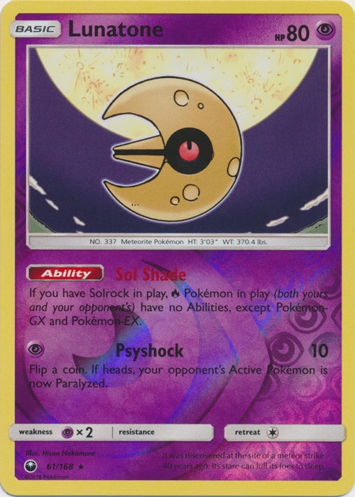 Lunatone - 61/168 - Holo Rare - Reverse Holo available at 401 Games Canada