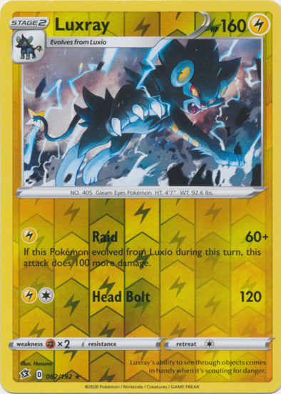 Luxray - 062/192 - Holo Rare - Reverse Holo available at 401 Games Canada