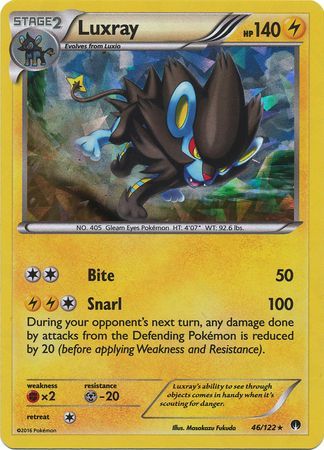 Luxray - 46/122 - Shattered Holo Rare - Theme Deck Exclusive available at 401 Games Canada