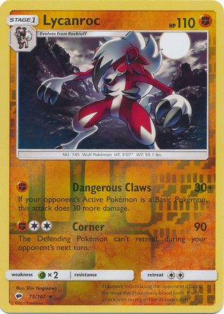 Lycanroc - 75/147 - Holo Rare - Reverse Holo available at 401 Games Canada