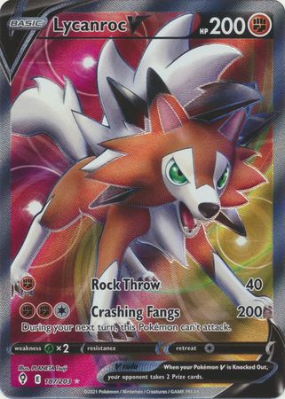 Lycanroc V - 187/203 - Full Art Ultra Rare available at 401 Games Canada