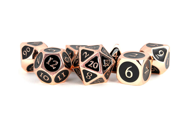 MDG - Metal Poly Dice Set - 16mm Copper w/ Black Enamel available at 401 Games Canada