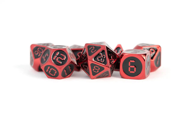 MDG - Metal Poly Dice Set - 16mm Red w/ Black Enamel available at 401 Games Canada