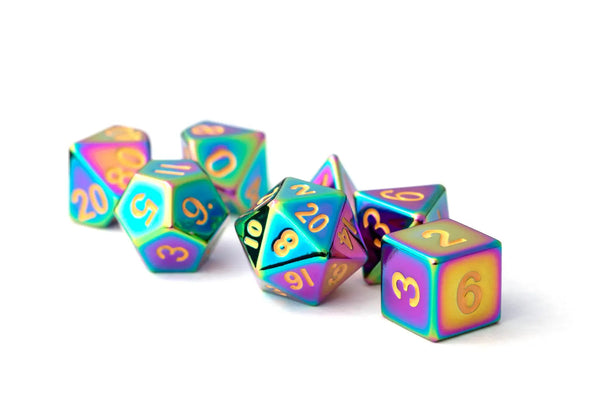 MDG - Metal Poly Dice Set - 16mm Torched Rainbow available at 401 Games Canada