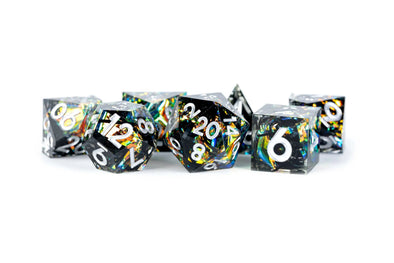 MDG - Sharp Edge Resin Dice Set - Shimmering Coal available at 401 Games Canada