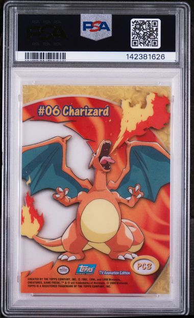 CHARIZARD (PC3) - TOPPS POKEMON TV ANIMATION CLEAR CARDS - TV ANIMATION CLEAR CARDS - MINT 9