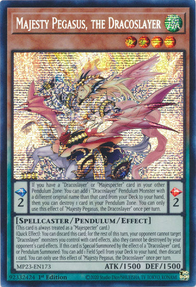 Majesty Pegasus, the Dracoslayer - MP23-EN173 - Prismatic Secret Rare - 1st Edition available at 401 Games Canada