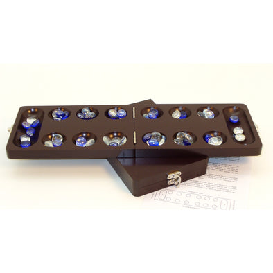 Mancala - Walnut Board with Glass Stones available at 401 Games Canada