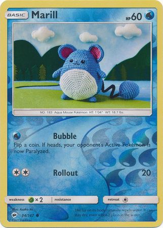 Marill - 34/147 - Common - Reverse Holo available at 401 Games Canada