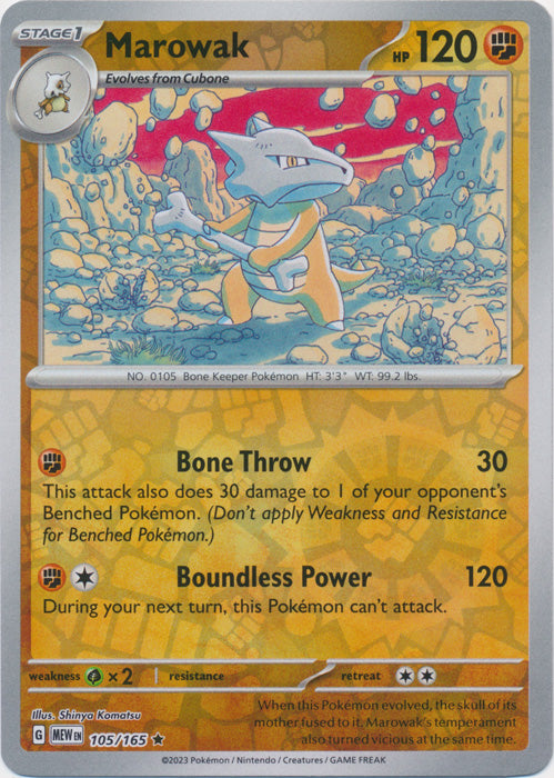 Marowak - 105/165 - Rare - Reverse Holo available at 401 Games Canada