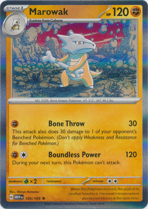 Marowak - 105/165 - Rare available at 401 Games Canada