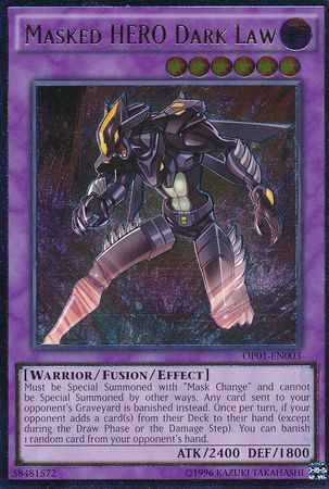 Masked HERO Dark Law - OP01-EN003 - Ultimate Rare available at 401 Games Canada