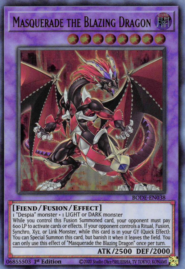 Masquerade the Blazing Dragon - BODE-EN038 - Ultra Rare - 1st Edition available at 401 Games Canada