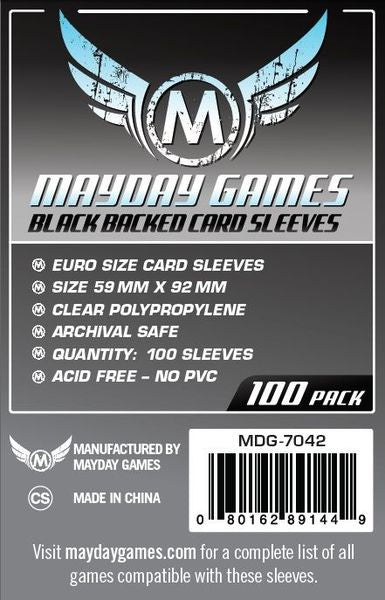 Mayday Games - 100ct - 59x92 Black Card Sleeves available at 401 Games Canada