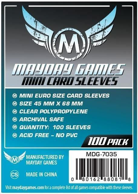 Mayday Games - 100ct - Mini European Sleeves - 45 x 68mm available at 401 Games Canada