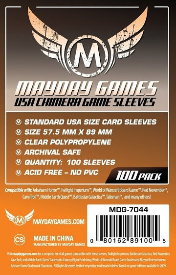 Mayday Games - 100ct - USA Chimera Sleeves 57.5mm x 89mm available at 401 Games Canada