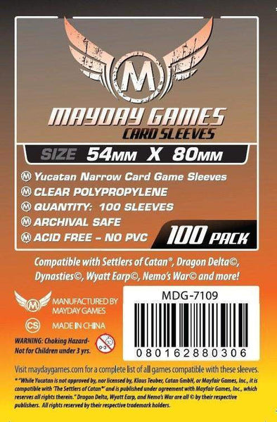 Mayday Games - 100ct - Yucatan Narrow Card Game Sleeves 54 X 80mm available at 401 Games Canada