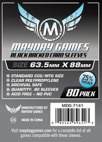 Mayday Games - 66mmx91mm Black Premium Sleeves available at 401 Games Canada