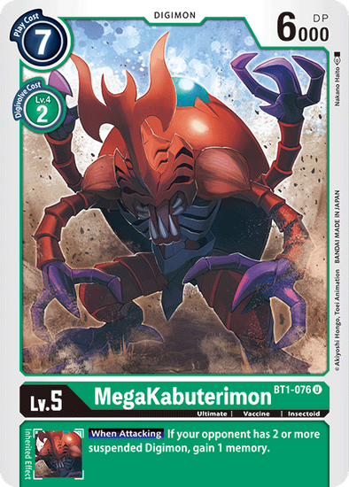 MegaKabuterimon - BT1-076 - Uncommon available at 401 Games Canada