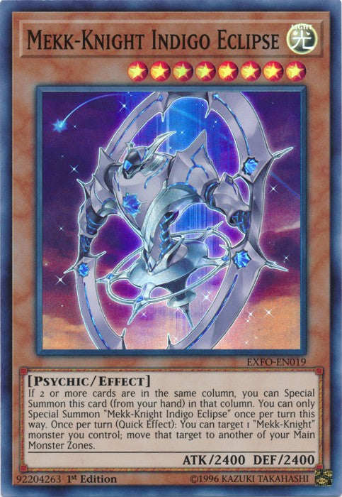 Mekk-Knight Indigo Eclipse - EXFO-EN019 - Super Rare - 1st Edition available at 401 Games Canada