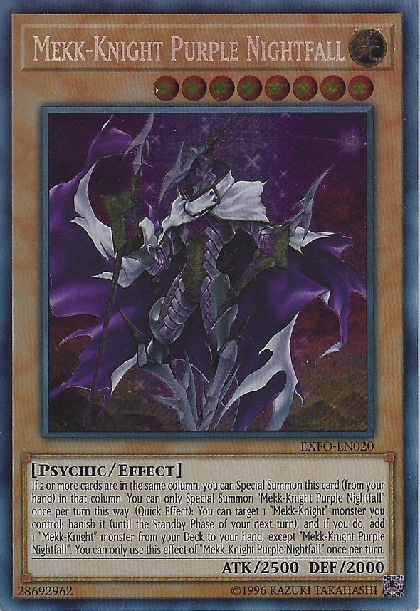 Mekk-Knight Purple Nightfall - EXFO-EN020 - Secret Rare - Unlimited available at 401 Games Canada