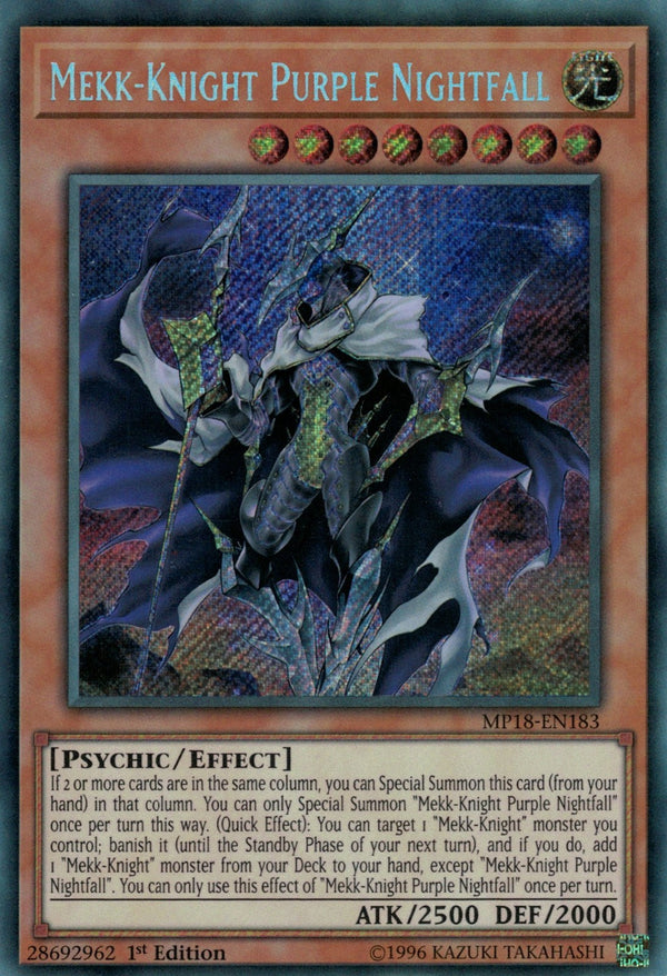 Mekk-Knight Purple Nightfall - MP18-EN183 - Secret Rare - 1st Edition available at 401 Games Canada