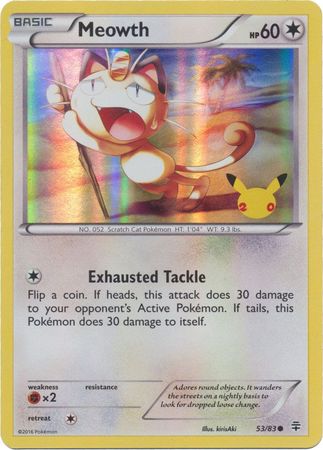 Meowth - 53/83 - Promo (20th Anniversary Stamp) available at 401 Games Canada