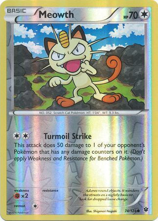 Meowth - 74/124 - Common - Reverse Holo available at 401 Games Canada