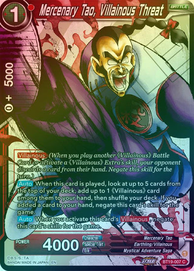 Mercenary Tao, Villainous Threat - BT19-007 - Common (Foil) available at 401 Games Canada