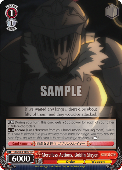 Merciless Actions, Goblin Slayer - GBS/S63-TE05 - Trial Deck available at 401 Games Canada