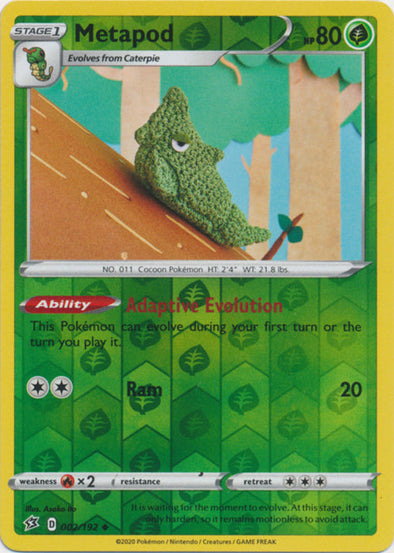 Metapod - 002/192 - Uncommon - Reverse Holo available at 401 Games Canada