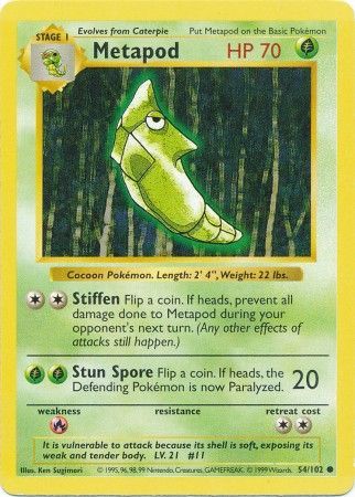 Metapod - 54/102 - Common - Shadowless available at 401 Games Canada