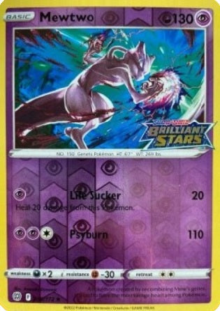 Mewtwo - 056/172 - Promo - Reverse Holo (Brilliant Stars Stamp) available at 401 Games Canada