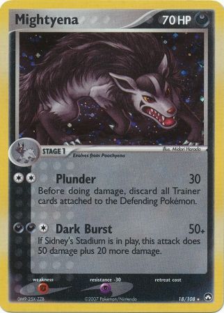 Mightyena - 18/108 - Holo Rare - Theme Deck Exclusive available at 401 Games Canada