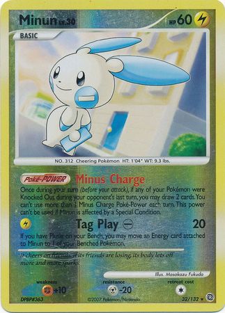 Minun - 32/132 - Rare - Reverse Holo available at 401 Games Canada