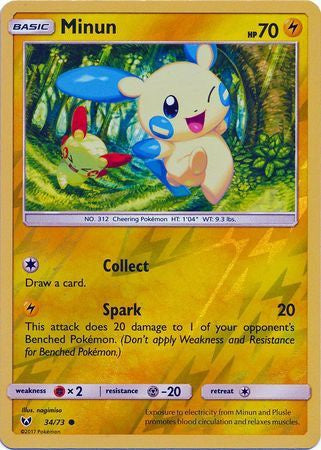 Minun - 34/73 - Common - Reverse Holo available at 401 Games Canada