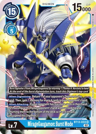 MirageGaogamon: Burst Mode - BT13-033 - Super Rare available at 401 Games Canada