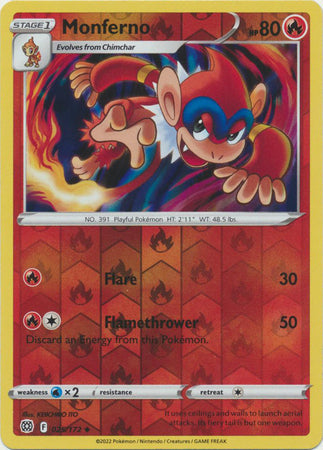 Monferno - 025/172 - Uncommon - Reverse Holo available at 401 Games Canada