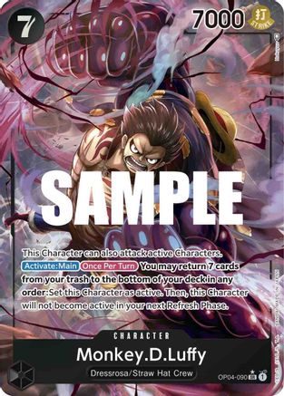 Monkey.D.Luffy (Alternate Art) - OP04-090 - Super Rare available at 401 Games Canada