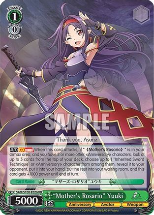 "Mother's Rosario" Yuuki - SAO/S100-E026 - Double Rare available at 401 Games Canada