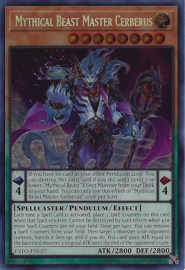 Mythical Beast Master Cerberus - EXFO-EN027 - Secret Rare - Unlimited available at 401 Games Canada