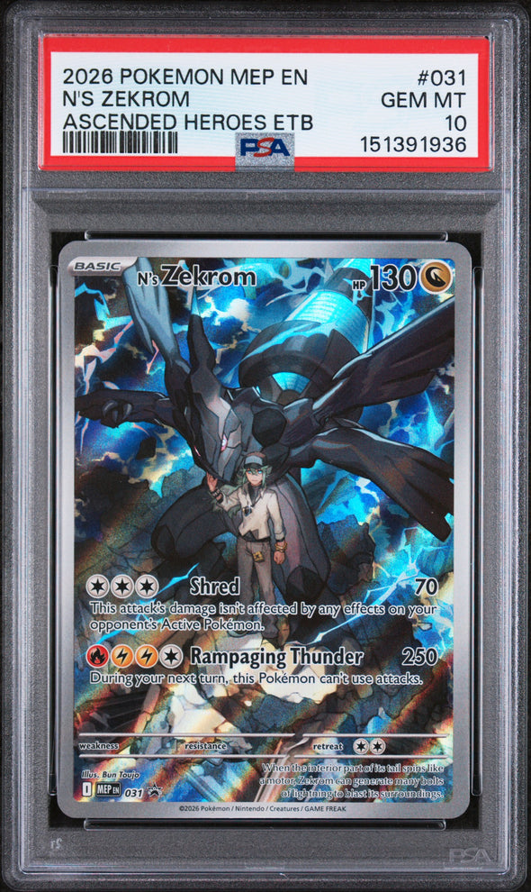 N'S ZEKROM (031) - POKEMON MEP EN-ME BLACK STAR PROMO - ASCENDED HEROES ETB - GEM MT 10
