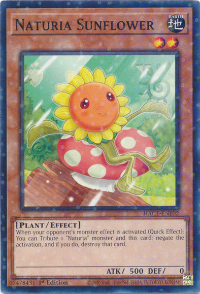 Naturia Sunflower - HAC1-EN102 - Duel Terminal Normal Parallel Rare available at 401 Games Canada