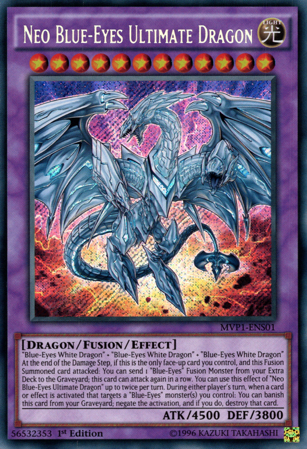 Neo Blue-Eyes Ultimate Dragon - MVP1-ENS01 - Secret Rare - 1st Edition available at 401 Games Canada