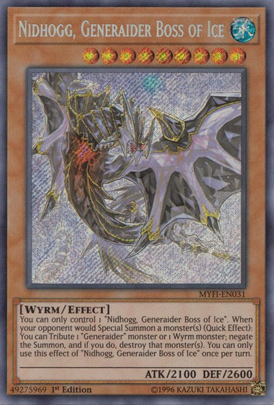 Nidhogg, Generaider Boss of Ice - MYFI-EN031 - Secret Rare - 1st Edition available at 401 Games Canada