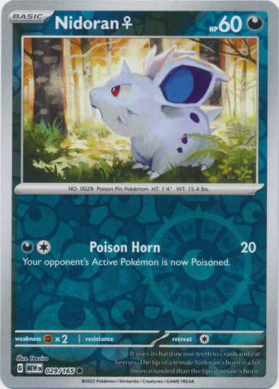 Nidoran F - 029/165 - Common - Reverse Holo available at 401 Games Canada